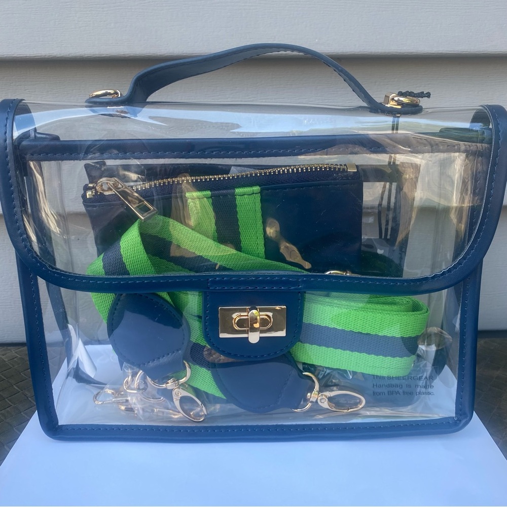 SHEERGEAR EVIE Blue and Green Crossbody Bag with Transparent Design